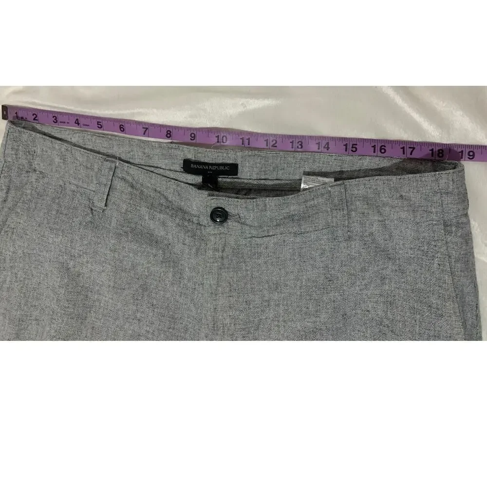 Men's Banana Republic Linen Blend Dress Trouser Pants Light Gray Size 35X32